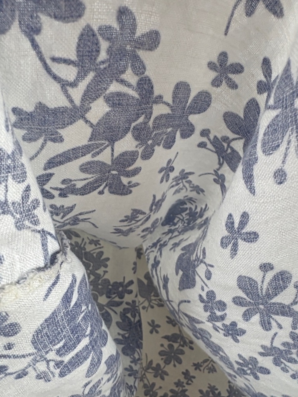 Terzo Millennio Italy 100% Linen Ivory Blue Floral Sleeveless Shift Dress Sz XL - Picture 9 of 14